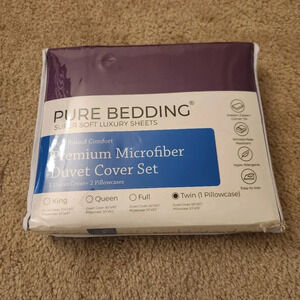 Pure Bedding Super Soft Luxury Duvet Cover Set Twin Size Bedding Purple 1 Pillow
